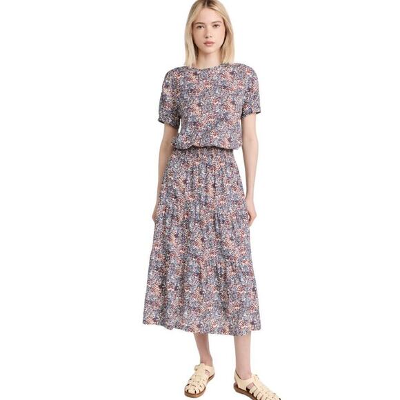 Nation‎ LTD Martine Knit Midi Dress Size Small Floral Print Tiered Smocked Waist - Picture 16 of 16